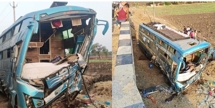 राजगढ़ में बस पुलिया से नीचे गिरी, 2 की मौत, 40 घायल<br>इंदौर से अशोकनगर जा रही थी; महिला बोली- ड्राइवर ने शराब पी रखी थी 1 IMG 20240521 154947