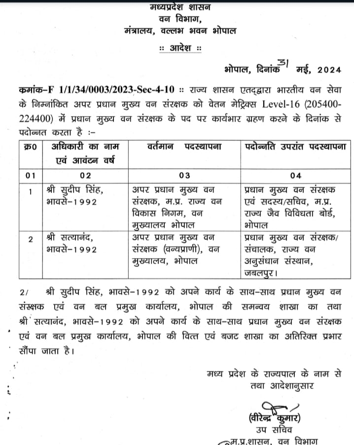 IFS (forest): सुदीप सिंह और सत्यानंद प्रधान मुख्य वन संरक्षक बने, तीन अफसर केंद्र में प्रतिनियुक्ति पर 7 IMG 20240531 225518