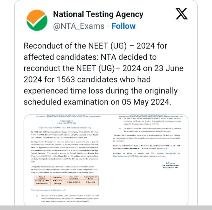 NEET पेपर लीक: सुप्रीम कोर्ट का NTA को नोटिस, CBI जांच की मांग को लेकर भी जवाब मांगा 2 img 20240614 1425508229172824315976928