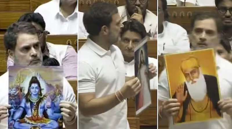 गुरुनानक देव के चित्र को टेबल पर रखकर राहुल ने
