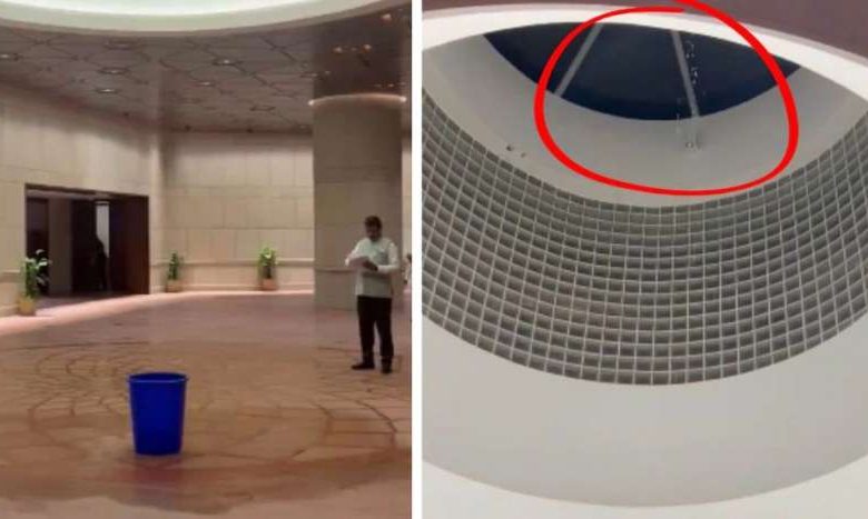 1200 करोड़ की लागत से बनीं नई संसद की टपकने लगी छत 1 1200 करोड़ की लागत से बनीं नई संसद की टपकने