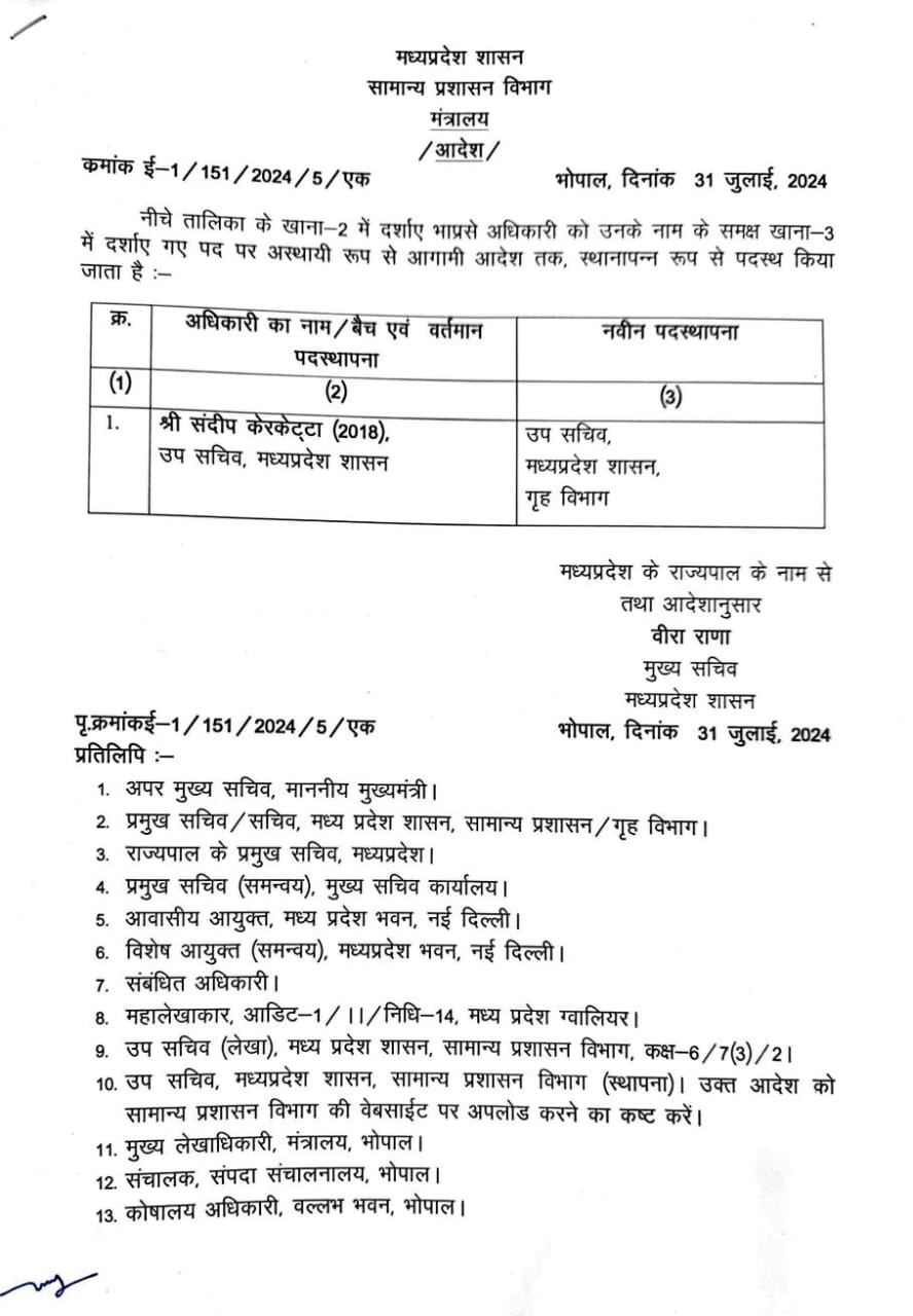 MP: दो वन अधिकारियों को पदोन्नति, केरकेट्टा उप सचिव गृह 7 IMG 20240801 WA0019