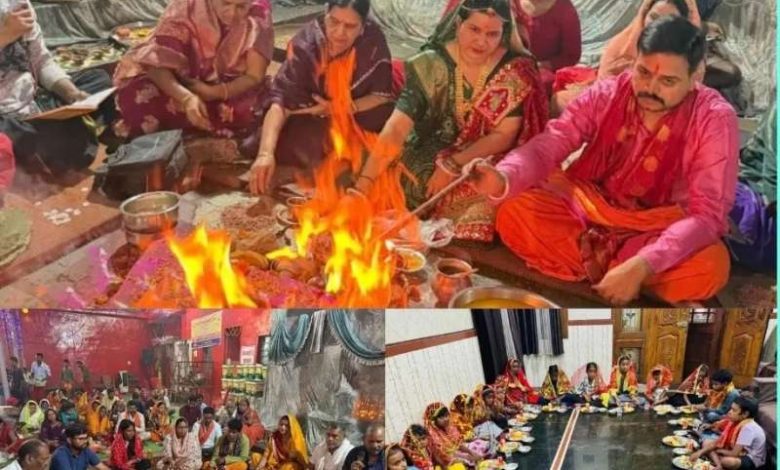 अष्टमी के अवसर पर मां सर्वमंगला मंदिर में हवन पश्चात कराया गया कन्या भोज 1 अष्टमी के अवसर पर मां सर्वमंगला मंदिर में हवन पश्चात