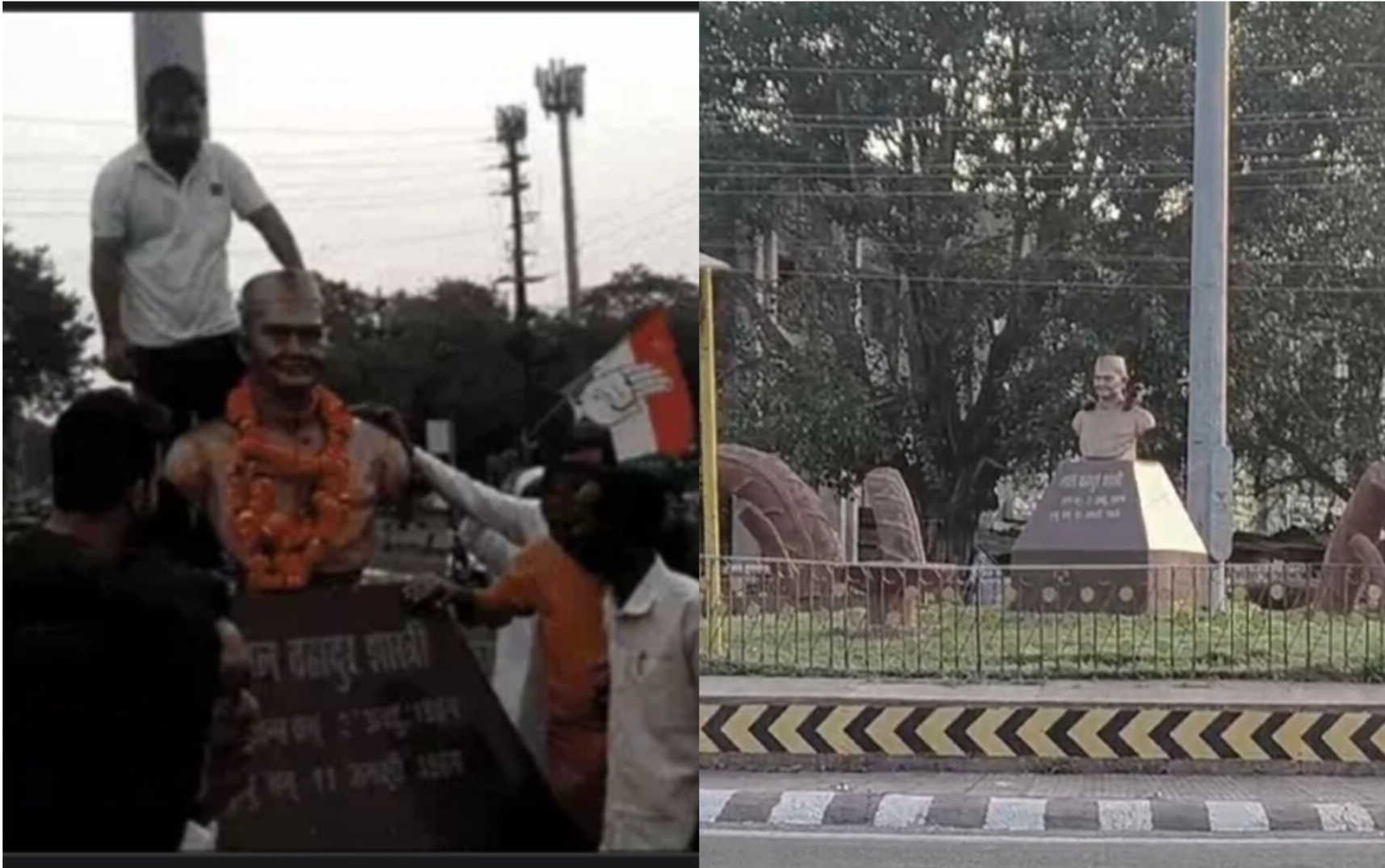 Bhopal में लालबहादुर शास्त्री की मूर्ति पर जूते रखे:कांग्रेस नेताओं ने दूध से नहलाया; बोले- प्रशासन- सरकार सो रही, धिक्कार है 6 IMG 20241102 231133