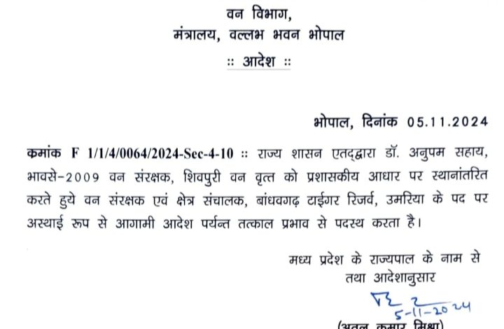 MP: डॉ. सहाय बांधवगढ़ के नए फील्ड डायरेक्टर नियुक्त 1 IMG 20241105 212635