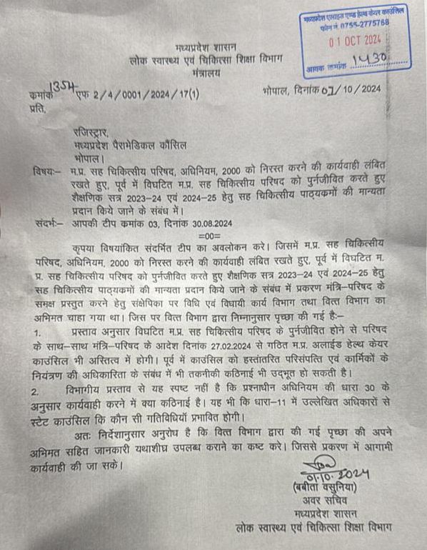 MP: बिना नियम कायदे के ही चल रहा था पैरा मेडिकल कौंसिल, दो साल से हो रहा फर्जीवाड़ा, अब नियम बनाएगी प्रदेश सरकार ! 2 img 20241107 2311202936262366432009018