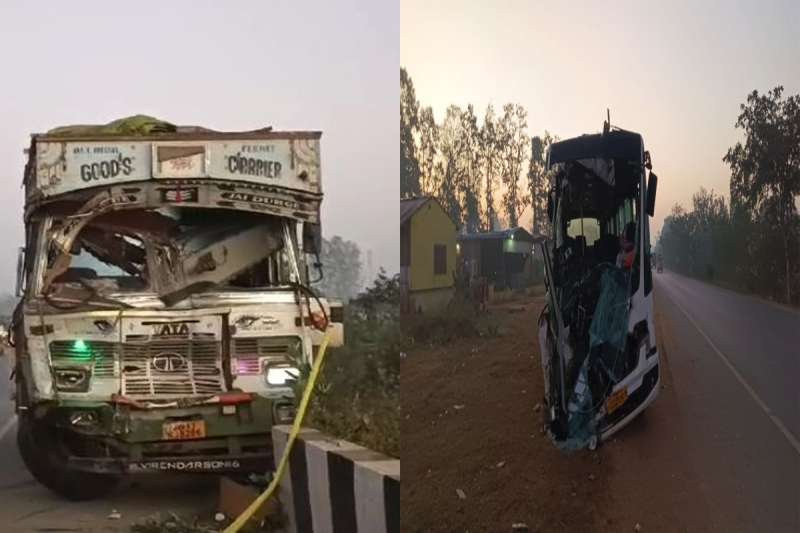 कोंडागांव में स्कूली बस और ट्रक के बीच जोरदार टक्कर