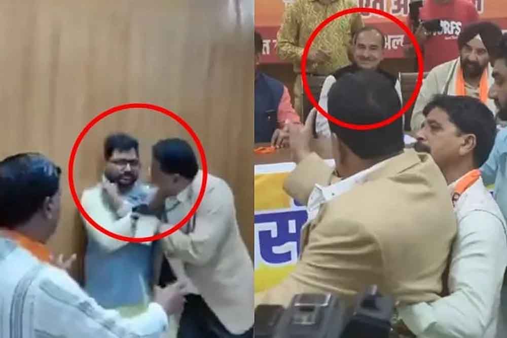 भाजपा मुख्यालय में जमकर चले लात घूंसे कार्यकर्ताओं के बीच हुई