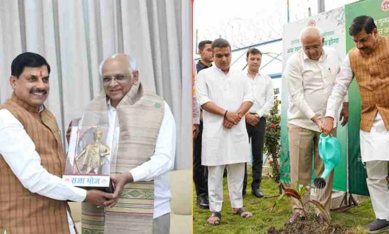 गुजरात के मुख्यमंत्री भूपेंद्र पटेल पहुंचे मध्य प्रदेश सीएम