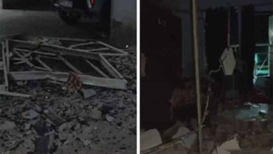 गोला का मंदिर इलाके में धमाका फ्लैट की दीवारें दरवाजे