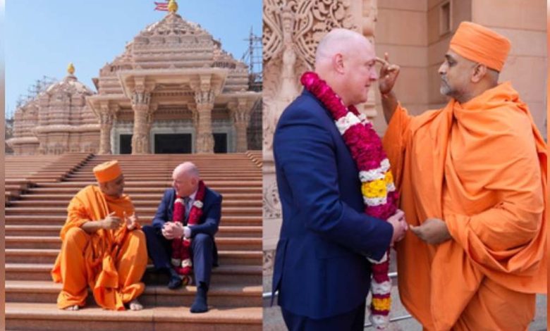 प्रधानमंत्री क्रिस्टोफर लक्सन अक्षरधाम मंदिर का दौरा किया हिंदू समुदाय