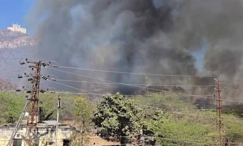 सज्जनगढ़ अभयारण्य में बेकाबू आग खाली कराए गए घर दमकल