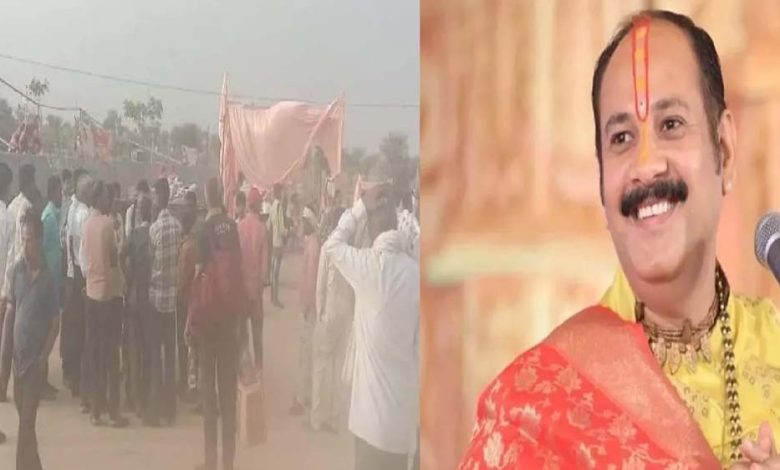 चूरू में पंडित प्रदीप मिश्रा की कथा में तेज आंधी