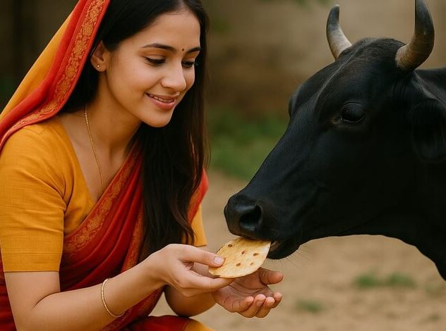 काली गाय को रोटी खिलाने से केवल शनि ही नहीं