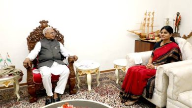 राज्यपाल पटेल से केन्द्रीय राज्यमंत्री पटेल ने की सौजन्य भेंट