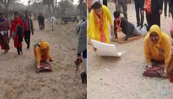 एक ही जगह 1161 बार दंडवत कर आगे बढ़ते हैं