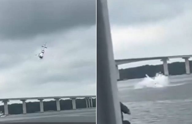 पुलिस का हेलिकॉप्टर नदी में गिरा