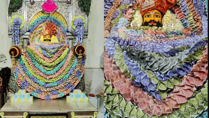 इंदौर में पहली बार किसी मंदिर में नोटों से श्रृंगार