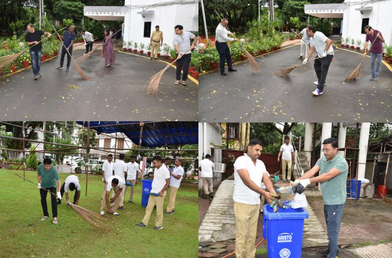 राजभवन परिसर में अधिकारियों कर्मचारियों ने की साफ सफाई