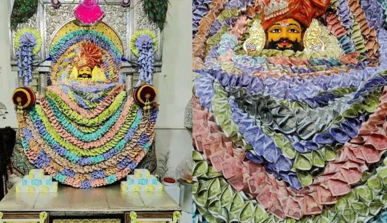 इंदौर में पहली बार किसी मंदिर में नोटों से श्रृंगार