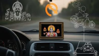 गाड़ी पर भगवान की फोटो लगाना सही लेकिन नाम लिखना
