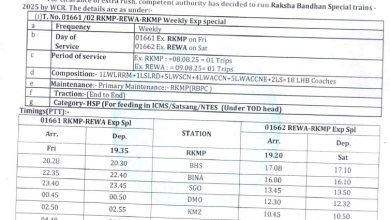 रक्षाबंधन पर यात्रियों की सुविधा हेतु रीवा रानी कमलापति के बीच