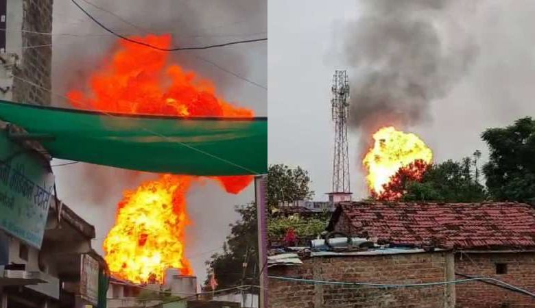 राजगढ़ में 5 सिलेंडर हुए ब्लास्ट आग की लपटें देख