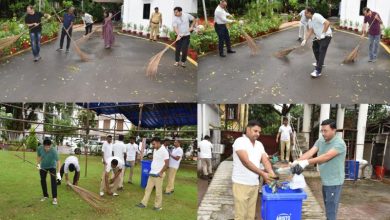 राजभवन परिसर में अधिकारियों कर्मचारियों ने की साफ सफाई